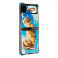  Samsung Galaxy Flip4 Toiletpaper macska mintás gyári tok, kék (GP-FPF721HICLY)