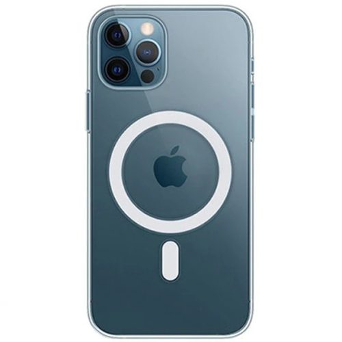 Apple iPhone 12 / 12 Pro, Szilikon tok, mágnes gyűrűvel, MagSafe töltővel kompatibilis, Wooze Magsafe Case, átlátszó