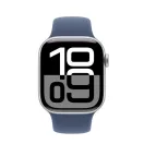 Apple Watch S10 GPS ezüst alumíniumtok, Denim Sport szíjjal, 42mm, M/L