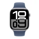 Apple Watch S10 GPS ezüst alumíniumtok, Denim Sport szíjjal, 46mm, S/M