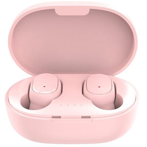 Bluetooth sztereó fülhallgató, v5.0, TWS, töltőtok, vezérlő gomb, zajszűrővel, vízálló, Wooze EarBuds Pro, rózsaszín