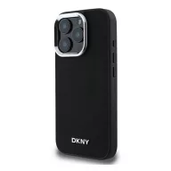   DKNY Plain Silver Logo iPhone 16 Pro Max MagSafe hátlap tok, fekete DKHMP16XPSCMCLK