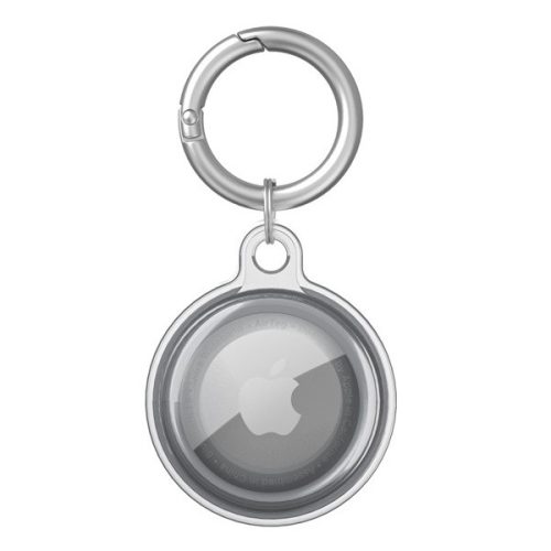 Apple AirTag szilikon tok, karabíner, Wooze AirTag Bubble, átlátszó/fekete