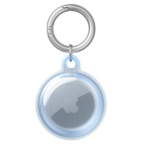 Apple AirTag szilikon tok, karabíner, Wooze AirTag Bubble, átlátszó/kék