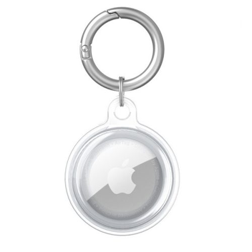 Apple AirTag szilikon tok, karabíner, Wooze AirTag Bubble, átlátszó/fehér