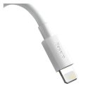 Baseus Simple Wisdom USB / Lightning adat/töltőkábel, 2,4A, 1,5m, Fehér (2db)