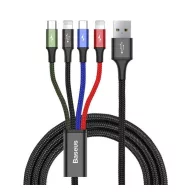   Baseus Fast 4in1 USB-C - 2xLightning - Micro USB adatkábel, 3,5A, 1,2m, fekete