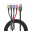 Baseus Fast 4in1 USB-C - 2xLightning - Micro USB adatkábel, 3,5A, 1,2m, fekete