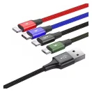 Baseus Fast 4in1 USB-C - 2xLightning - Micro USB adatkábel, 3,5A, 1,2m, fekete
