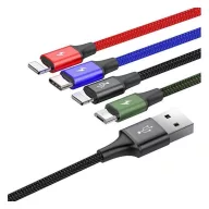   Baseus Fast 4in1 USB-C - 2xLightning - Micro USB adatkábel, 3,5A, 1,2m, fekete