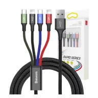   Baseus Fast 4in1 USB-C - 2xLightning - Micro USB adatkábel, 3,5A, 1,2m, fekete