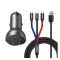 Baseus 2xUSB-A autós töltő LCD kijelzővel + 3in1 töltő kábellel, 4,8A, 24W, fekete