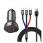 Baseus 2xUSB-A autós töltő LCD kijelzővel + 3in1 töltő kábellel, 4,8A, 24W, fekete