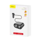Baseus CRDYQ-01 2x USB-A autós töltő, 2 szivargyújtó kimenettel, 80W, fekete