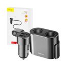 Baseus CRDYQ-01 2x USB-A autós töltő, 2 szivargyújtó kimenettel, 80W, fekete