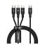Baseus Rapid Series USB-C 3in1 USB - Lightning - USB-C kábel, 20W, 1,5 m, fekete