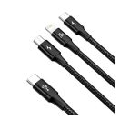 Baseus Rapid Series USB-C 3in1 USB - Lightning - USB-C kábel, 20W, 1,5 m, fekete
