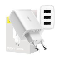 Baseus 3xUSB-A hálózati gyortöltő, 17W, fehér