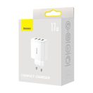 Baseus 3xUSB-A hálózati gyortöltő, 17W, fehér