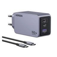   Ugreen Nexode Pro USB-A + 2xUSB-C GaN hálózati töltő adapter, 100W, szürke