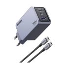 Ugreen Nexode Pro USB-A + 2xUSB-C GaN hálózati töltő adapter, 100W, szürke