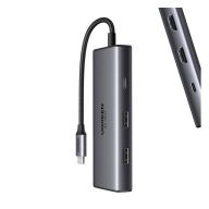   Ugreen CM498 6 in1 adapter USB-C- 2xUSB-A 3.0, USB-C 3.0, 2xHDMI, PD, ezüst