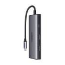 Ugreen CM498 6 in1 adapter USB-C- 2xUSB-A 3.0, USB-C 3.0, 2xHDMI, PD, ezüst