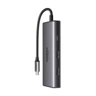   Ugreen CM498 6 in1 adapter USB-C- 2xUSB-A 3.0, USB-C 3.0, 2xHDMI, PD, ezüst