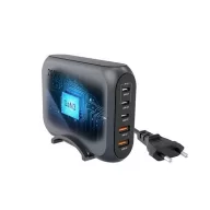  Forcell F-Energy GaN III VT-51 3xUSB-C + 2xUSB-A asztali töltő, PD, QC4.0, SFC2.0, 5A, 200W, szürke