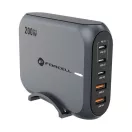 Forcell F-Energy GaN III VT-51 3xUSB-C + 2xUSB-A asztali töltő, PD, QC4.0, SFC2.0, 5A, 200W, szürke