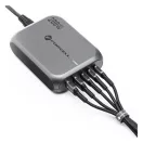 Forcell F-Energy GaN III VT-51 3xUSB-C + 2xUSB-A asztali töltő, PD, QC4.0, SFC2.0, 5A, 200W, szürke
