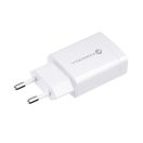 Forcell F-Energy TFK-TC-1099 USB-A + USB-A-USB-C töltő adapter kábellel, QC3.0, 2,4A, 18W, fehér