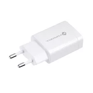   Forcell F-Energy TFK-TC-1099 USB-A + USB-A-USB-C töltő adapter kábellel, QC3.0, 2,4A, 18W, fehér