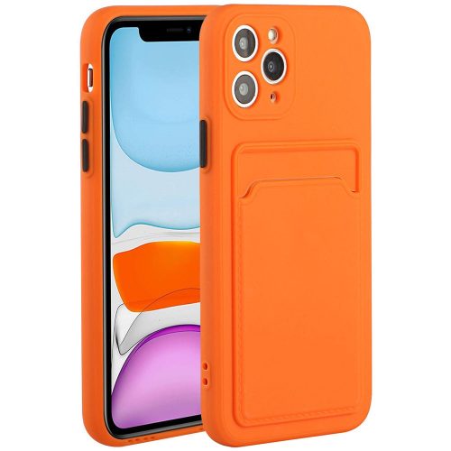 Apple iPhone X / XS, Szilikon tok, kártyatartóval, Wooze Card Slot, narancssárga