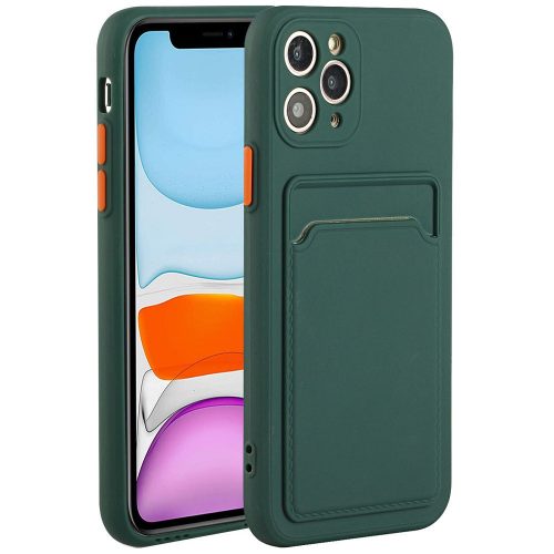 Huawei P40, Szilikon tok, kártyatartóval, Wooze Card Slot, sötétzöld