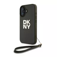   DKNY PU Leather Stack Logo iPhone 16 tok csuklópánttal, zöld
