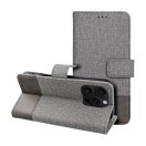 Gomma Xiaomi Redmi 13C / Poco C65 flip/oldalra nyíló tok kártyatartó résszel, szürke