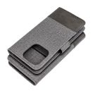 Gomma Xiaomi Redmi 13C / Poco C65 flip/oldalra nyíló tok kártyatartó résszel, szürke