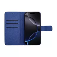   Gomma iPhone 16 Plus flip/oldalra nyíló tok kártyatartó résszel, kék