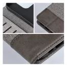 Gomma iPhone 16 Plus flip/oldalra nyíló tok kártyatartó résszel, szürke