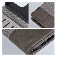   Gomma iPhone 16 Plus flip/oldalra nyíló tok kártyatartó résszel, szürke