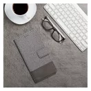 Gomma iPhone 16 Plus flip/oldalra nyíló tok kártyatartó résszel, szürke