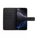 Gomma iPhone 16 Pro flip/oldalra nyíló tok kártyatartó résszel, fekete