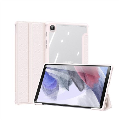 Samsung Galaxy Tab A7 Lite 8.7 SM-T220 / T225, mappa tok, Trifold, légpárnás sarok, közepesen ütésálló, átlátszó hátlap, Dux Ducis Toby, rózsaszín