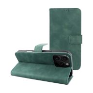   Tender Book iPhone 16 Pro Max flip/oldalra nyíló műbőr tok kártyatartó résszel, zöld