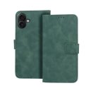 Tender Book iPhone 16 Plus flip/oldalra nyíló műbőr tok kártyatartó résszel, zöld
