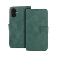   Tender Book iPhone 16 Plus flip/oldalra nyíló műbőr tok kártyatartó résszel, zöld