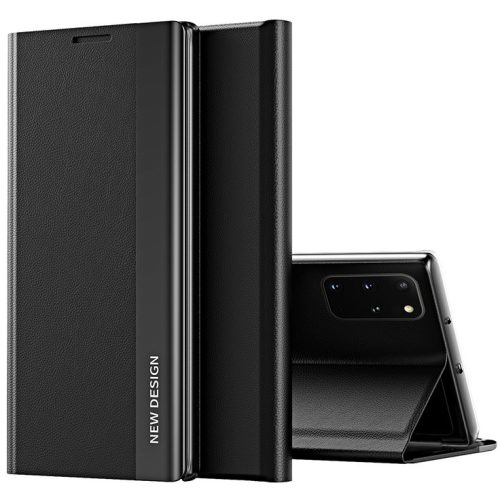 Huawei Mate 20 Lite, Oldalra nyíló tok, stand, Wooze Silver Line, fekete