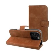   Tender Book iPhone 16 Pro flip/oldalra nyíló műbőr tok kártyatartó résszel, barna