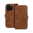 Tender Book iPhone 16 Pro flip/oldalra nyíló műbőr tok kártyatartó résszel, barna